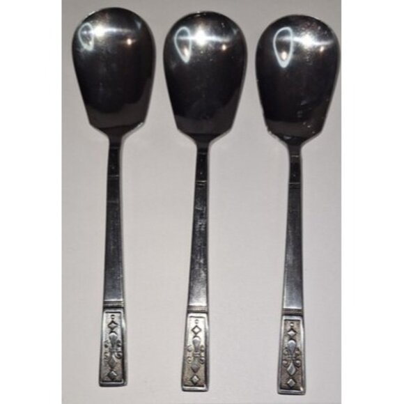 OXH60 Oxford Hall 3 Sugar Spoons Flatware Fleur De Lis Japan - Picture 1 of 9